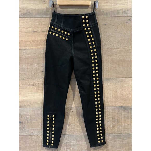 Gucci Women's Black Embellished High-Rise Studded Skinny Jeans Size 25 - Picture 4 of 13